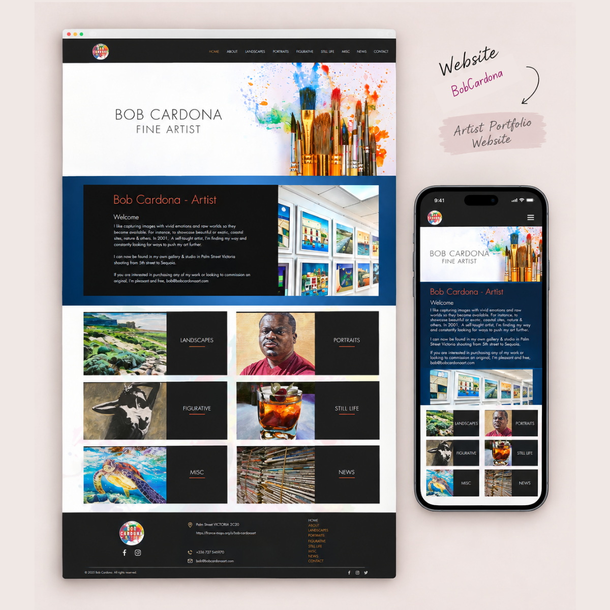 Bob Cardona Art website mockup