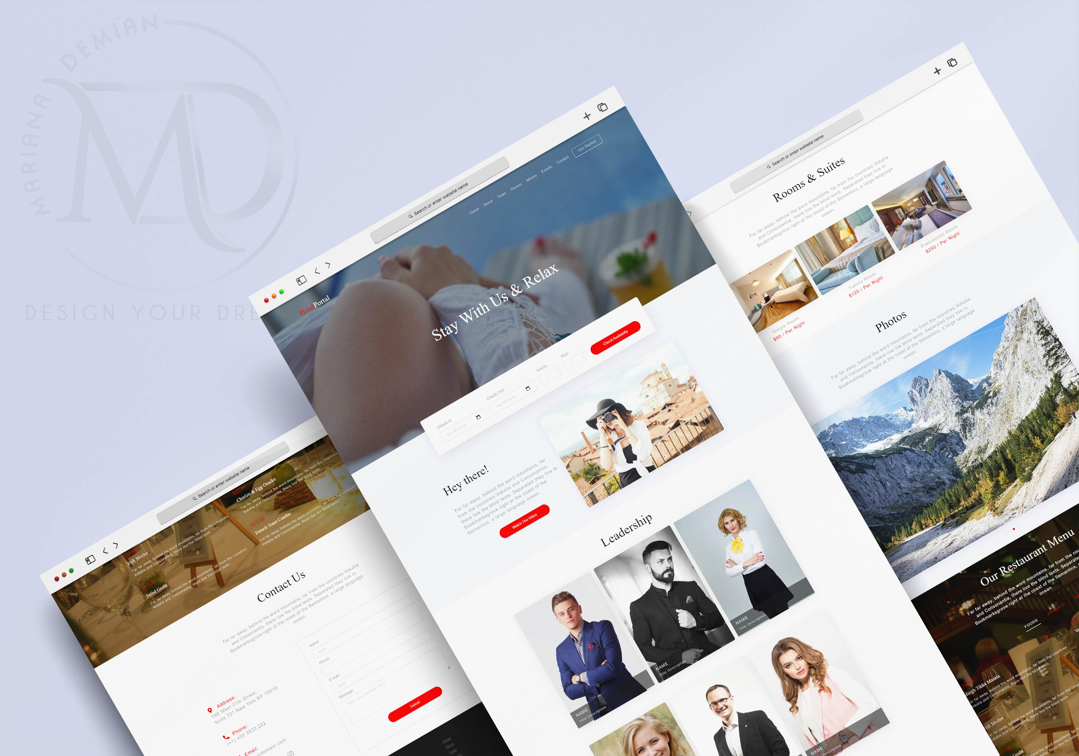 Hotel Portal (demo) website mockup