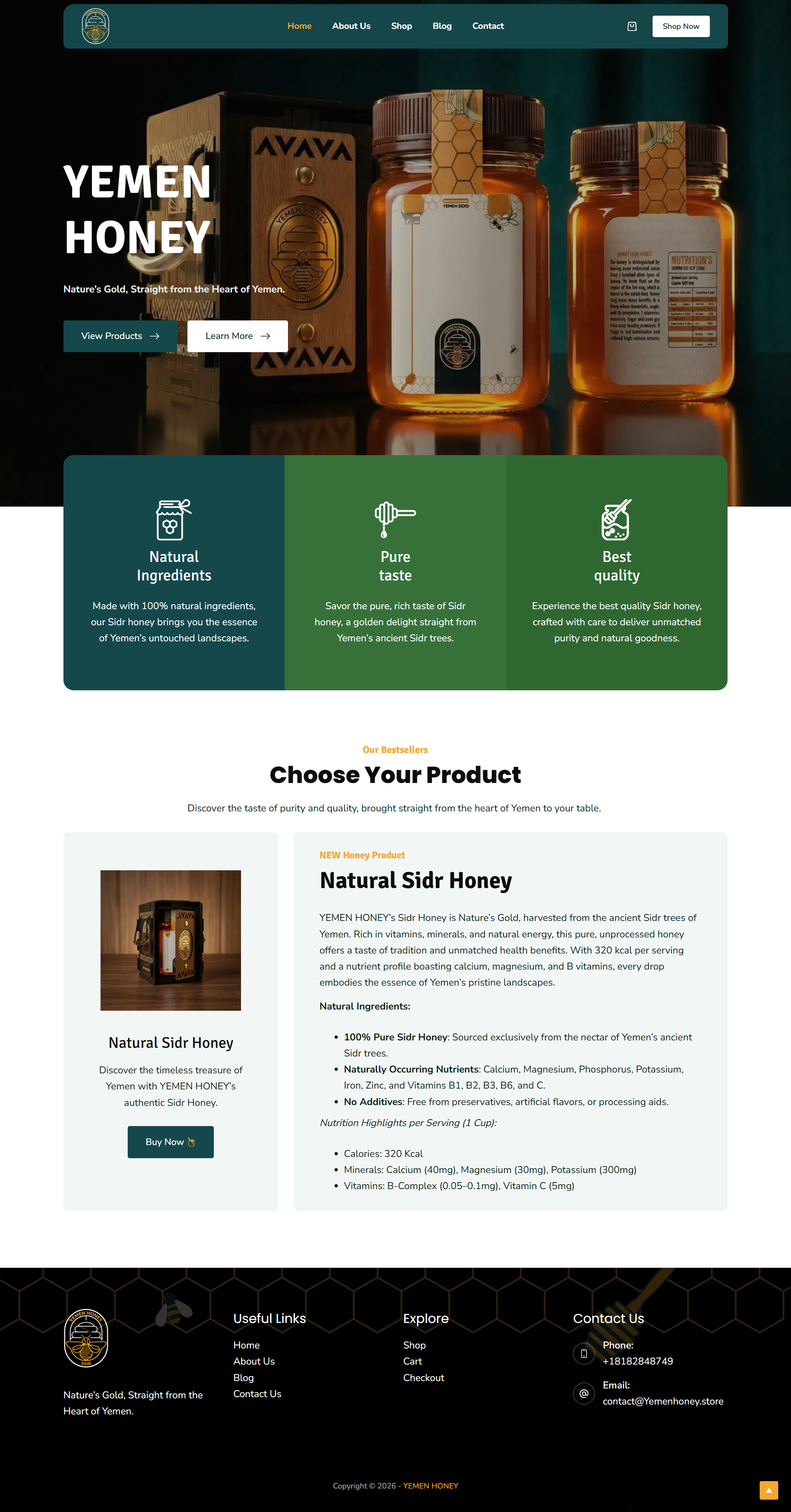 Yemen Honey website mockup